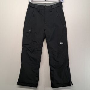 REI CO-OP Kids Ski Fleece Lined Black Pants Size Medium (10-12) Pockets Snow